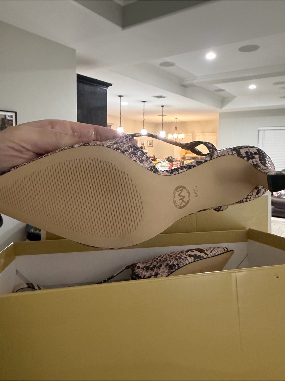 Michael Kors Pointed Slingback Kitten Heel in Neutral Snake Print - Picture 6 of 7